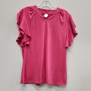Pink Ruffle Sleeve Top